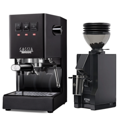 Gaggia Classic E24 Svart Espressomaskin inkl. Eureka Mignon Zero 55s Matt Svart Espressokvarn