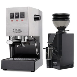 Gaggia Classic E24 Stål Espressomaskine Inkl. Eureka Mignon Zero 55s Mat Sort Espressokværn