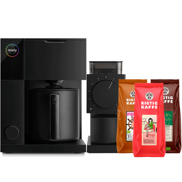 Fellow Aiden Filter Kaffemaskine Sort Inkl. Fellow Ode Brew Elektrisk Kaffekværn Gen. 2 & 1,3 kg Rigtig Kaffe Hele kaffebønner