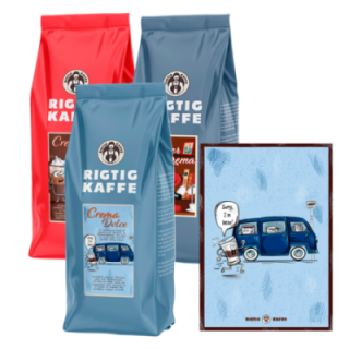 Rigtig Kaffe Bestsellers Mixpakke 3kg Hele kaffebønner Inkl. Kaffeplakat Rigtig Kaffe SORRY I'M LATTE 21x30cm