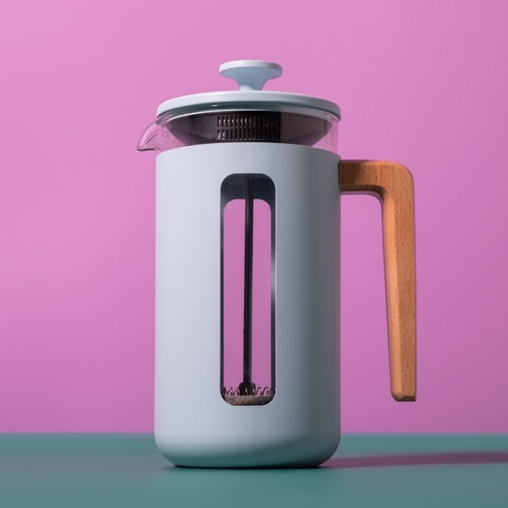 La Cafetière Pisa 8 Kop. Stempelkande Himmelblå Inkl. Fløjtekedel 1,6 L Himmelblå & Krus 35 cl 2 Stk Himmelblå