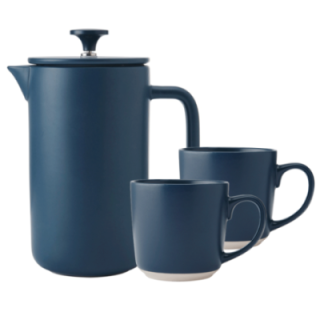 La Cafetière Arezzo 8 Kop. Stempelkande Navy Inkl. Krus 35 cl 2 Stk Navy