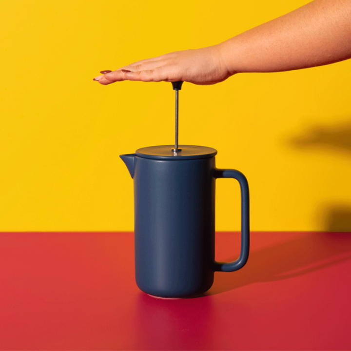 La Cafetière Arezzo 8 Kop. Stempelkande Navy Inkl. Krus 35 cl 2 Stk Navy