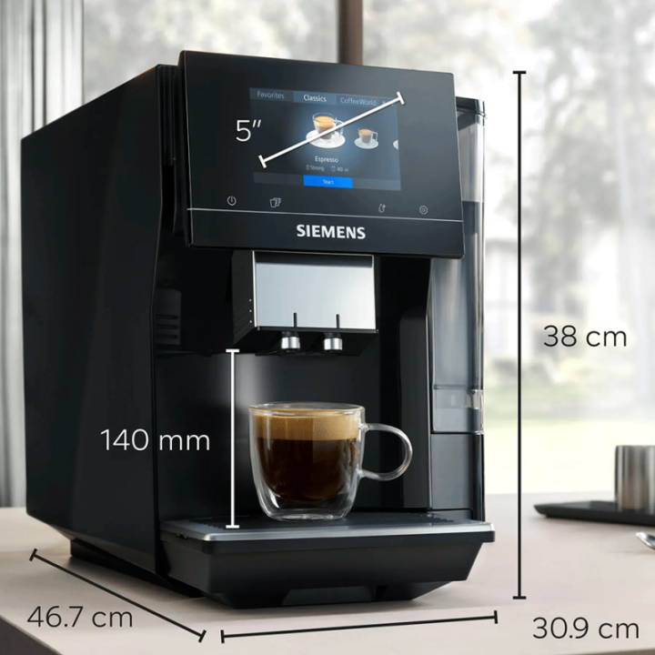 Siemens TP713R19 EQ700 Classic Piano Black Espressomaskin Inkl. Siemens Mjölkbehållare Glas 0,7L
