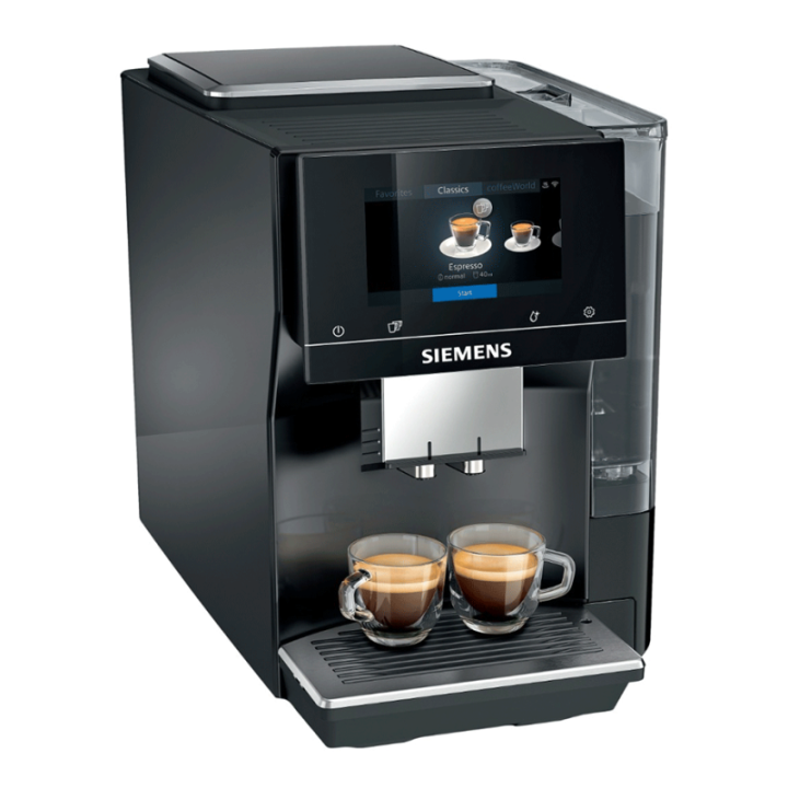 Siemens TP713R19 EQ700 Classic Piano Black Espressomaskin Inkl. Mjölkbehållare Glas & Rigtig Kaffe Mix Pack 3kg Hela Kaffebönor