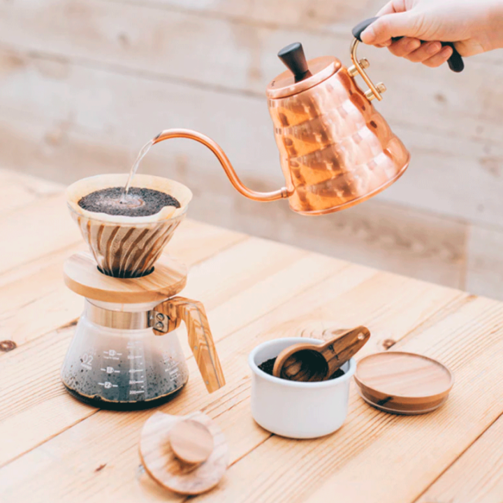 Hario V60-02 Glas Dripper Oliventræ 2 Kop.