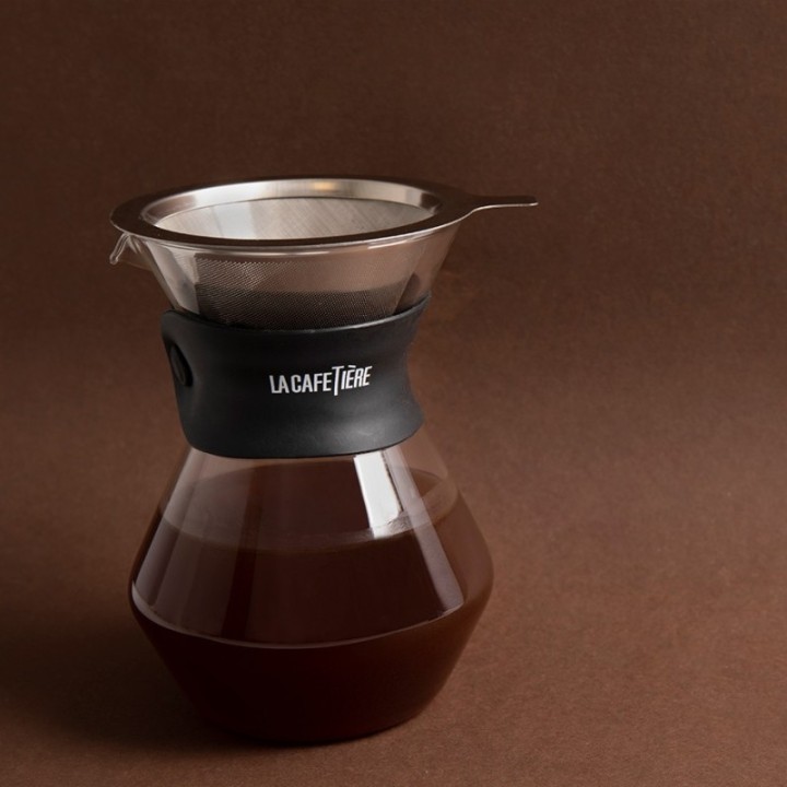 IKAPE Pour Over Kedel med Termometer 1,2 L Sort Inkl. La Cafetière Pour Over 3 Kop.