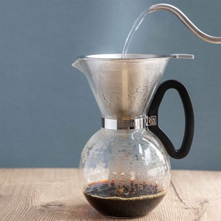 IKAPE Pour Over Kedel 1,2 L Stål Inkl. La Cafetière Pour Over 8 Kop., Kaffemølle & Rigtig Kaffe Organic Chanchamayo 400g