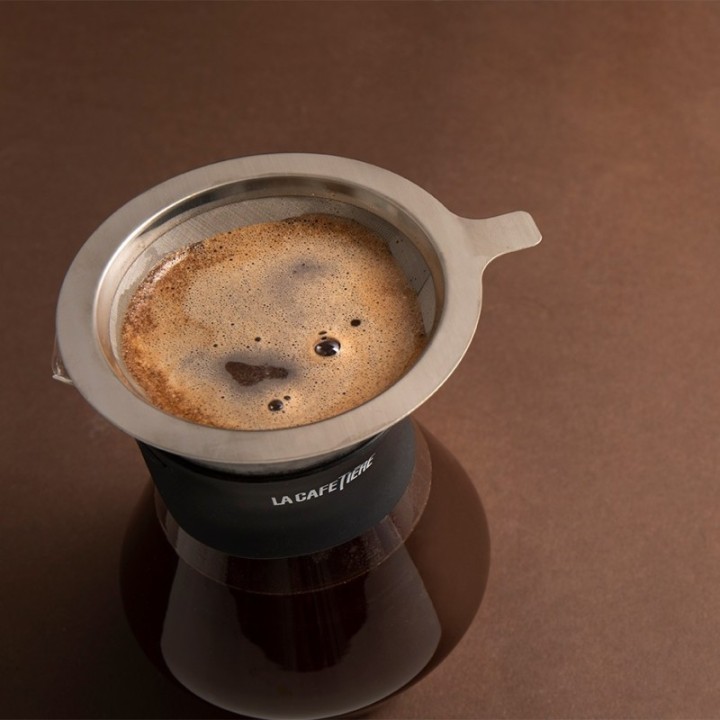 IKAPE Pour Over Kedel 1,2 L Sort Inkl. La Cafetière Pour Over 3 Kop., Kaffemølle & Rigtig Kaffe Organic Chiapas 400g