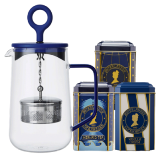 La Cafetière Gyro Spinfuser 1,25 L Tebrygger Blå/Glas Inkl. Østerlandsk Thehus Pyramidetebreve 3 x 12 stk