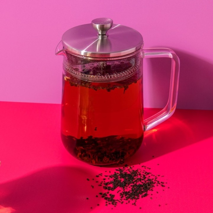 La Cafetière 4 Kop. Tebrygger Stål/Glas Inkl. Østerlandsk Thehus Pyramidetebreve 36 stk