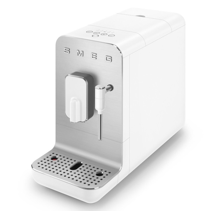 Smeg BCC12WHMEU Espressomaskine Hvid Inkl. Mælkekande 0,35L & Rigtig Kaffe Crema Intenso 1kg Hele kaffebønner