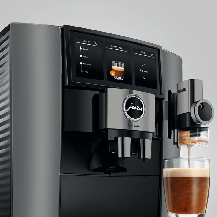 Jura J10 Twin (EA) Diamond Onyx Inkl. Startpakke DK sprog, Plejepakke, Mælkebeholder, Filtre & 3kg Hele kaffebønner