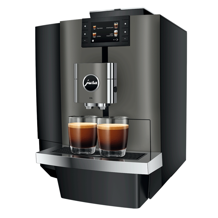 Jura X10c (EA) Dark Inox Espressomaskine Inkl. Startpakke, 2,5L Cooler, Pleje & 6kg Kaffe