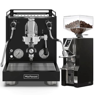 La Pavoni New Cellini Evolution Sort LPSCVB01NO Espressomaskine Inkl. Eureka Mignon Libra 55 Chrome/Mat Sort Espressokværn