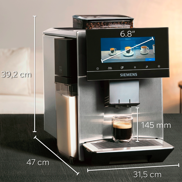 Siemens TQ905RZ3 EQ900 Plus Espressomaskine Inkl. AutoCalc'n Clean & 3kg Rigtig Kaffe Gold Crema