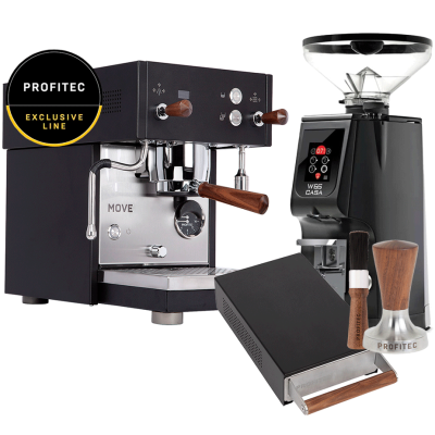 Profitec MOVE Espressomaskin – Exclusive Line inkl. Eureka Atom W 65 Casa Espressokvarn, Knockbox, Tamper & Rengöringsborste