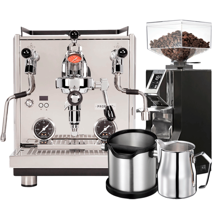 Profitec Drive Espressomaskine Inkl. Eureka Mignon Libra Chrome/Mat Sort Espressokværn & Baristaudstyr