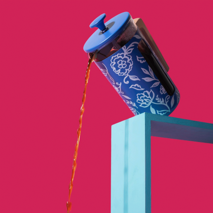 La Cafetière Pisa 8 Kop. Stempelkande Blu Fiorato