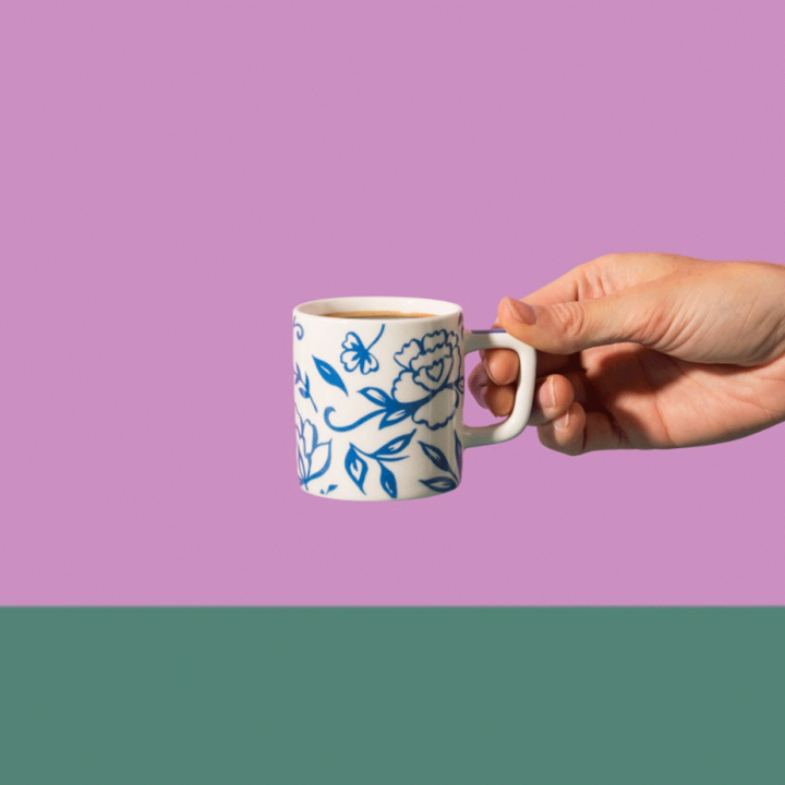 La Cafetiére Keramisk Espressokop Hvid Blu Fiorato 12 cl 1 Stk