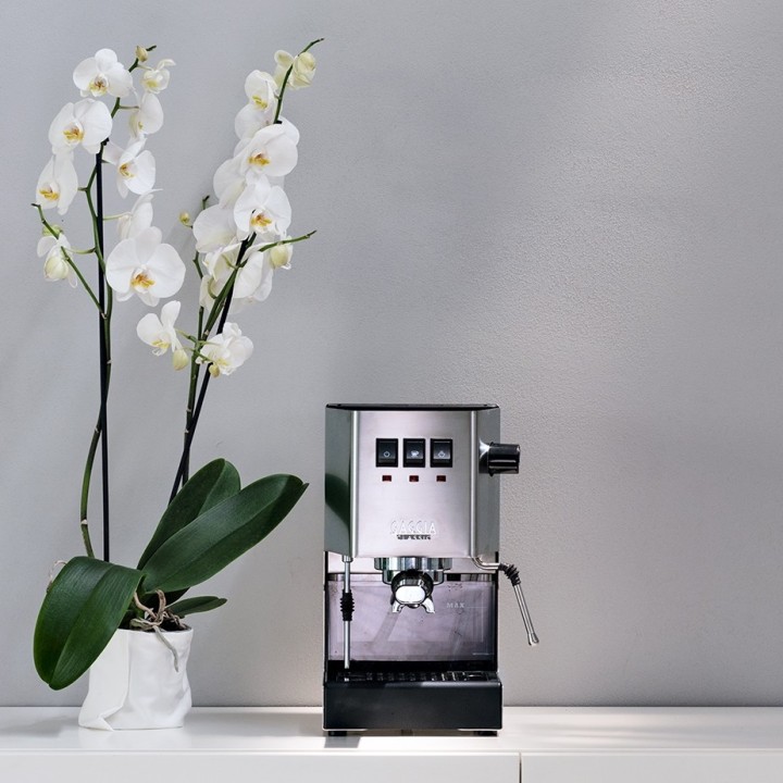 Gaggia Classic E24 Stål Espressomaskine Inkl. Eureka Mignon Zero 55s & Baristaudstyr