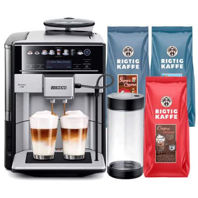 Siemens TE657313RW EQ6 Plus s700 Espressomaskin inkl. Mjölkbehållare & 3kg Rigtig Kaffe Hela kaffebönor