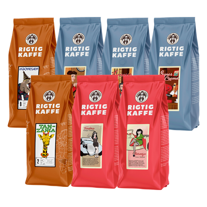 Rigtig Kaffe Mixpakke 3,6kg Hele kaffebønner