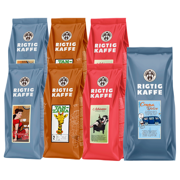 Rigtig Kaffe Mixpakke 3,4kg Hele kaffebønner