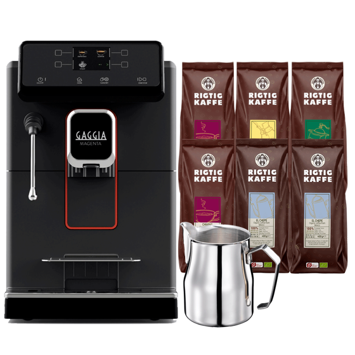 Gaggia Magenta Plus Espressomaskine Inkl. 0,5 L Mælkekande & 6x400g Rigtig Kaffe Brun Serie Hele Kaffebønner
