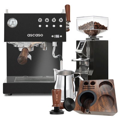 Ascaso Steel Duo Plus Black Espressomaskin inkl. Eureka Mignon Libra 55 Krom/Mattsvart Espressokvarn & Baristautrustning