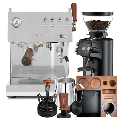 Ascaso Steel Duo Plus Polerat Stål Espressomaskin inkl. Mahlkönig E64 WS Espressokvarn Svart & Baristautrustning