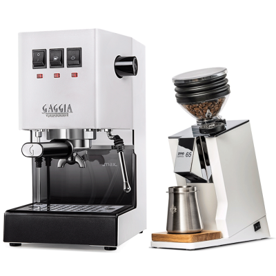 Gaggia Classic E24 Vit Espressomaskin inkl. Eureka Mignon Zero 65 Speedy Vit Espressokvarn