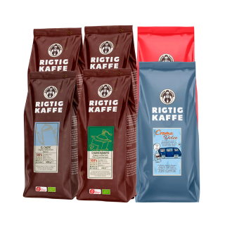 Rigtig Kaffe Brun Serie, Crema Intenso & Dolce Crema Mixpakke 3,6kg Hele kaffebønner