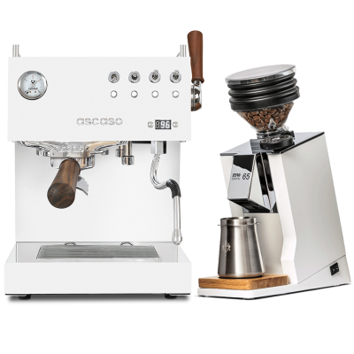 Ascaso Steel Duo PID White Espressomaskin inkl. Eureka Mignon Zero 65 Speedy Vit Espressokvarn