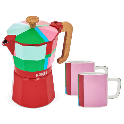 La Cafetière Venice 6 koppar Espressokanna Utopian Lines inkl. Keramisk Espressokopp Utopian Lines 12 cl 2 st