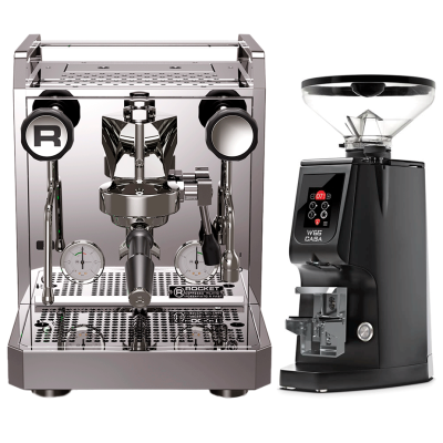 Rocket Mozzafiato Fast R Stål Espressomaskin inkl. Eureka Atom W 65 Casa Matt Svart Espressokvarn