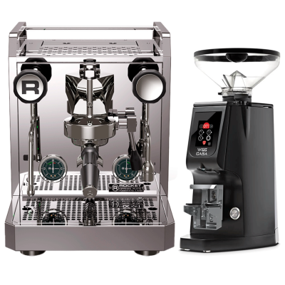 Rocket Mozzafiato Fast V Stål Espressomaskin inkl. Eureka Atom W 65 Casa Matt Svart Espressokvarn
