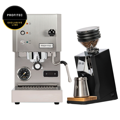 Profitec GO Brushed - Exclusive Line inkl. Eureka Mignon Zero 65 Speedy Mattsvart Espressokvarn