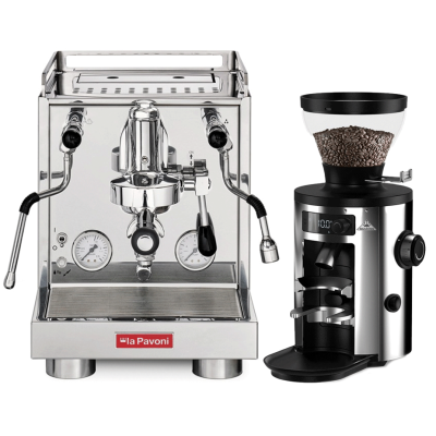 La Pavoni New Cellini Evolution LPSCVS01NO Espressomaskin inkl. Mahlkönig X54 Espressokvarn Chrome