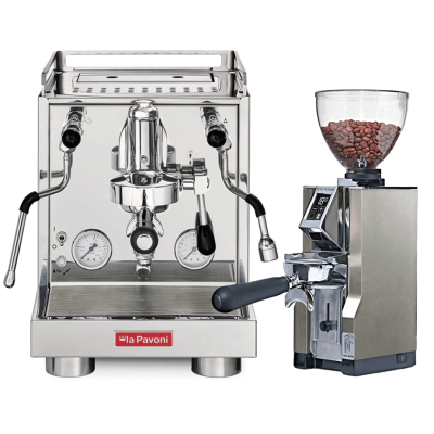 La Pavoni New Cellini Evolution LPSCVS01NO Espressomaskin inkl. Eureka Mignon Libra 65 Chrome Espressokvarn