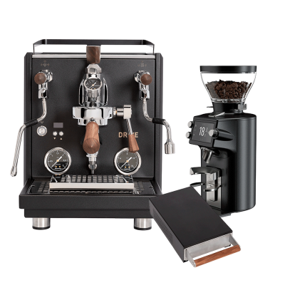 Profitec Drive Espressomaskin Svart Med Trädetaljer inkl. Mahlkönig E64 WS Espressokvarn & Profitec Knockbox