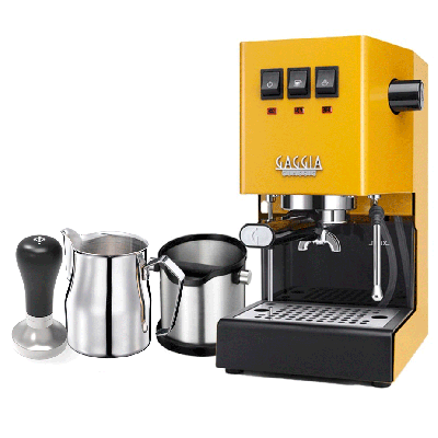Gaggia Classic E24 Sunshine Yellow Espressomaskin inkl. Baristautrustning