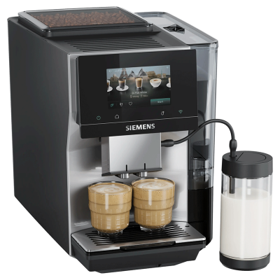 Siemens TP725EM7 EQ700 Inox Silvermetallic Espressomaskin Inkl. Mjölkkanna Glas