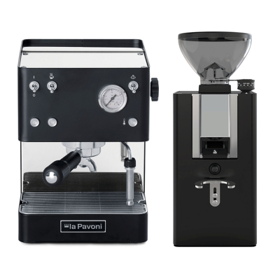 La Pavoni New Casa Bar svart LPMCBN01EU espressomaskin Inkl. La Pavoni New Kube svart LPGKBN02EU espressokvarn