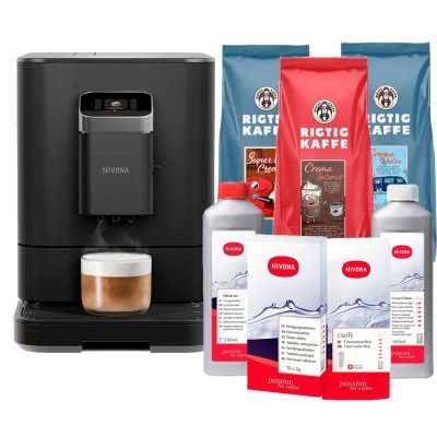 Nivona NIVO 7101 svart espressomaskin Inkl. skötselpaket & 3kg hela kaffebönor