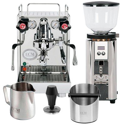 ECM Mechanika VI Slim espressomaskin Inkl. ECM C-Automatik 54 Stål kvarn, mjölkkanna, Knockbox & Tamper