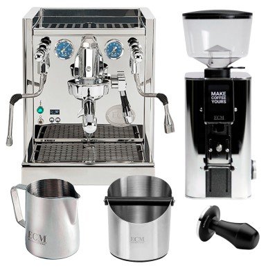 ECM Technika VI espressomaskin Inkl. ECM Exacto Stål espressokvarn, Knockbox, mjölkkanna & Tamper