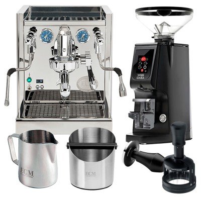 ECM Technika VI espressomaskin Inkl. Eureka Atom W 65 Casa matt svart espressokvarn & baristautrustning