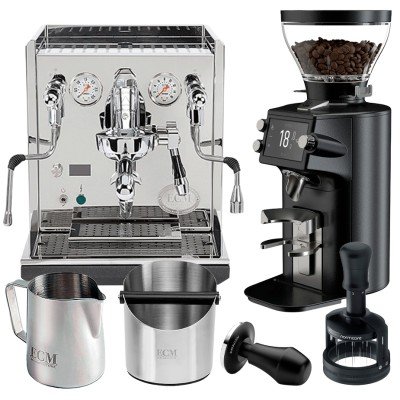 ECM Synchronika II espressomaskin Inkl. Mahlkönig E64 WS svart espressokvarn & baristautrustning