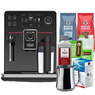 Gaggia Accademia espressomaskin Inkl. skötselpaket, mjölkkanna & 2kg Rigtig Kaffe hela kaffebönor
